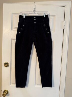 Banana Republic High-Waist Dark Blue Women's Pants with Button Detail